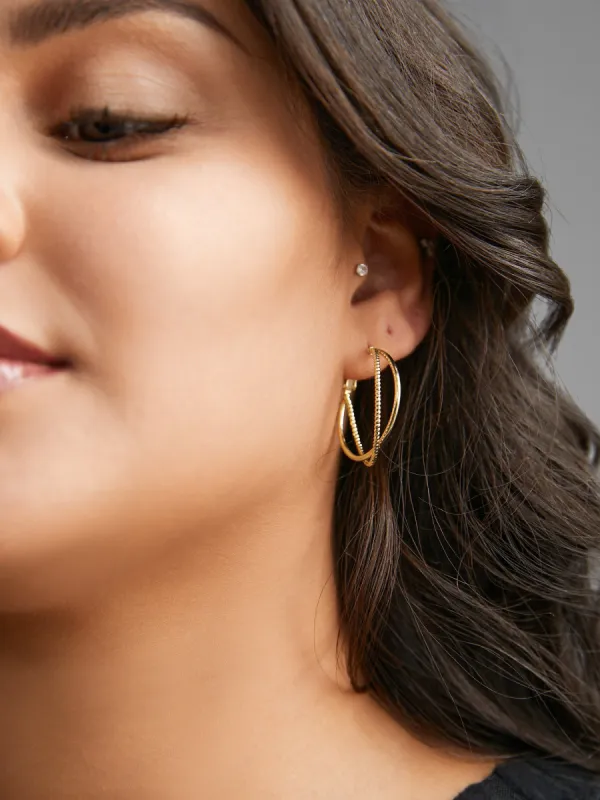 Twist Design Hoop Earrings sold by Bloomchic