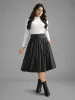 Plain Ruched Pocket Slightly Stretchy Skirt sold by Bloomchic