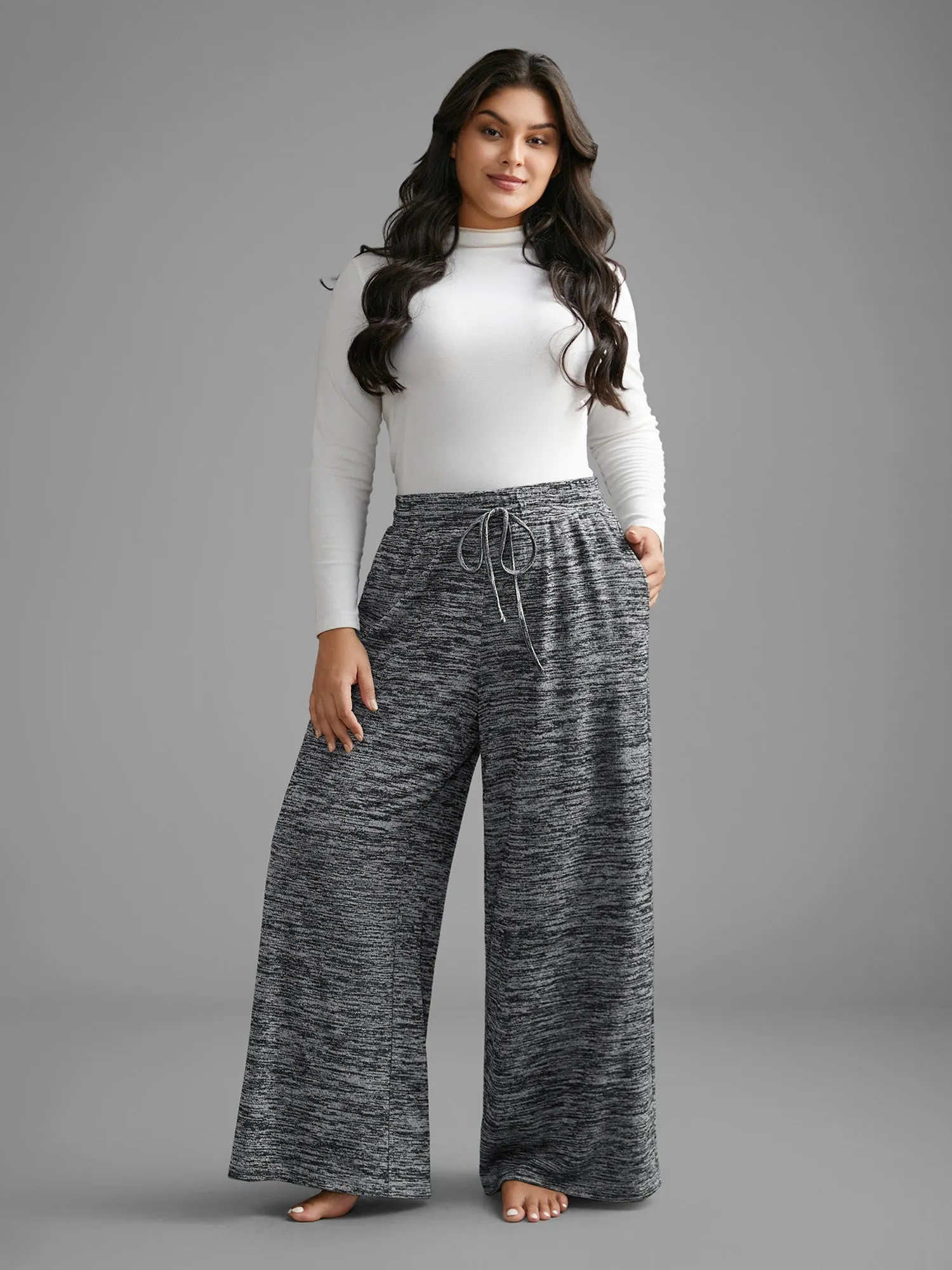 Heather Drawstring Loose Lounge Bottoms sold by Bloomchic product image thumbnail 2