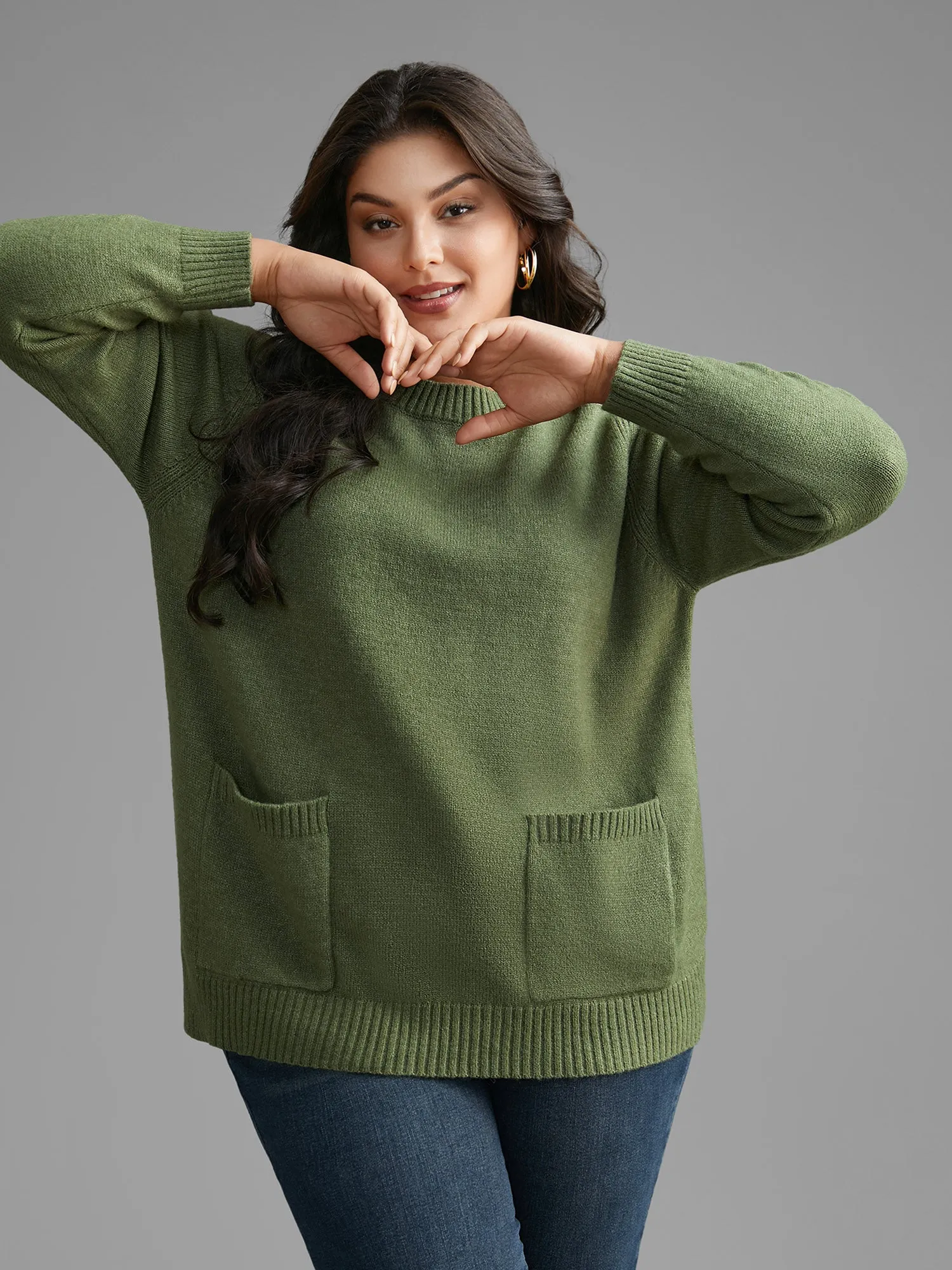 Plain Round Neck Patched Pocket Pullover sold by Bloomchic product image thumbnail 4