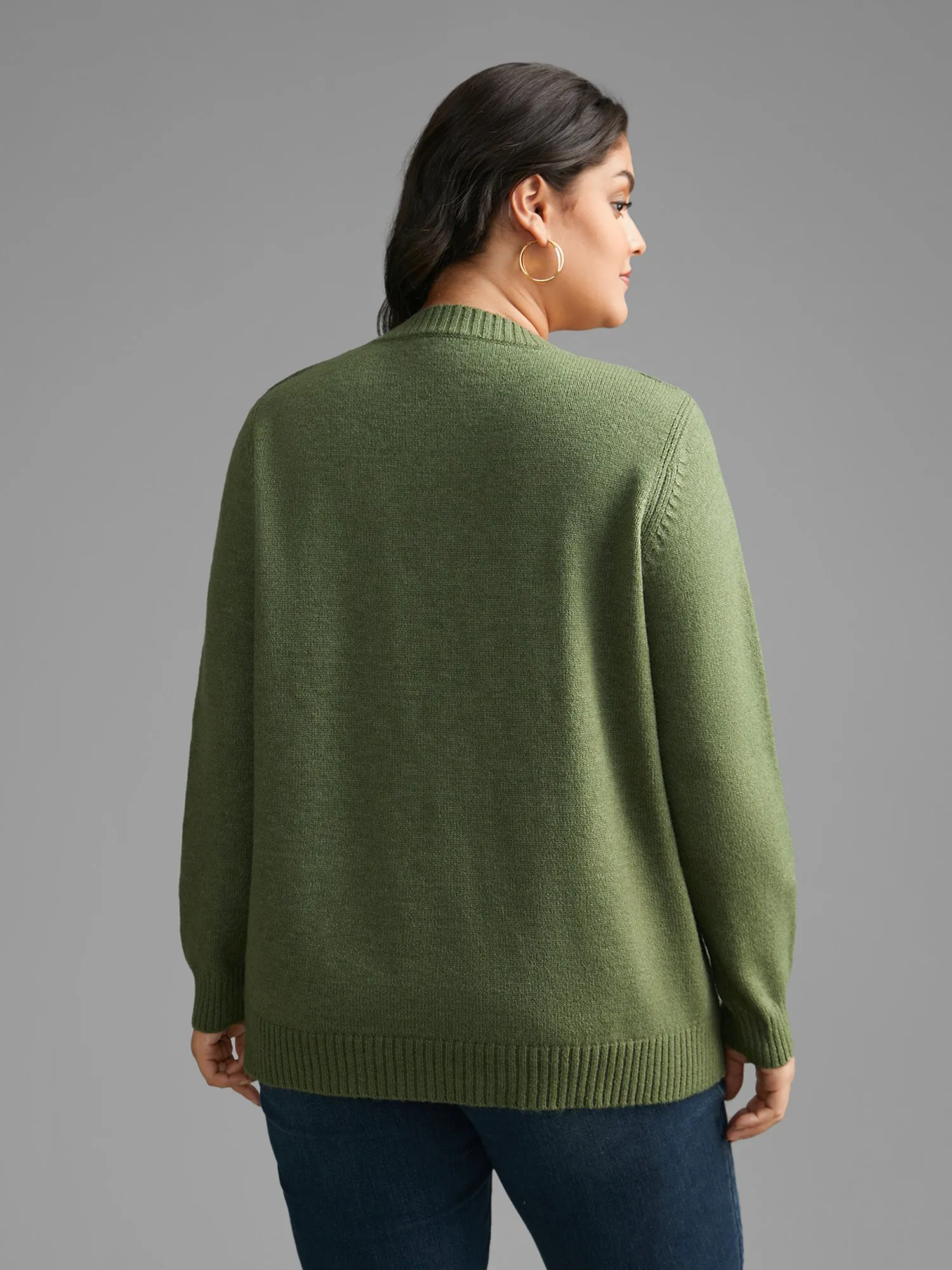 Plain Round Neck Patched Pocket Pullover sold by Bloomchic product image thumbnail 2