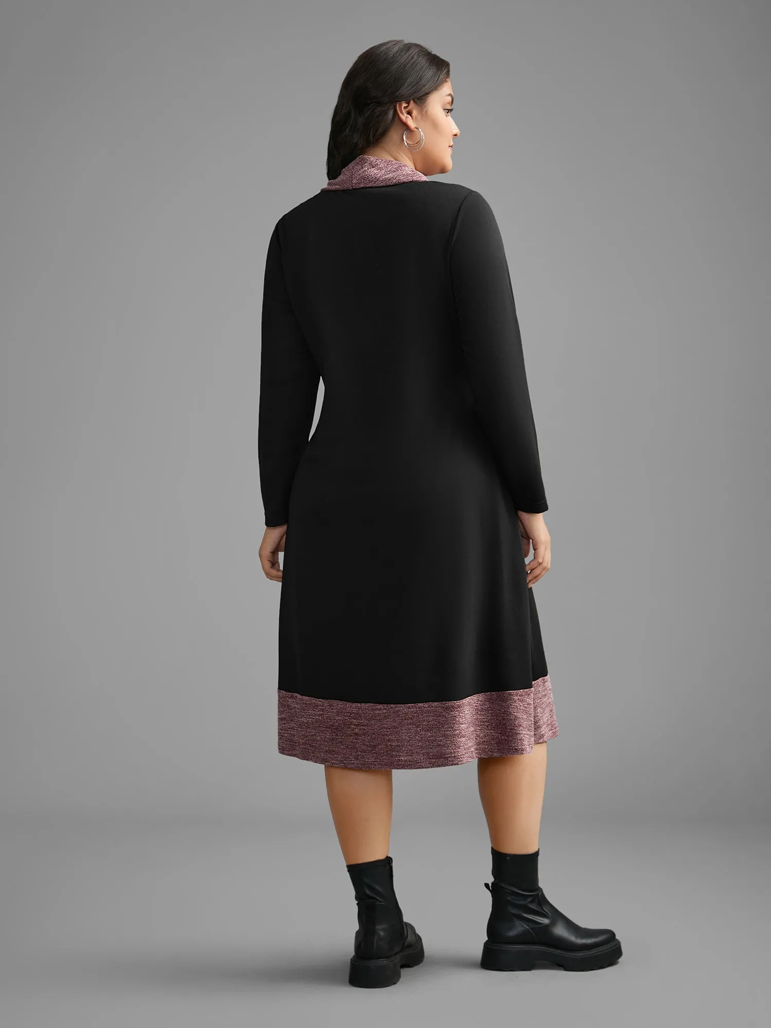 Heather Patchwork Turtleneck Midi Dress sold by Bloomchic product image thumbnail 4