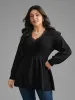 V Neck Lace Panel Lantern Sleeve Pullover sold by Bloomchic