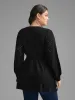 V Neck Lace Panel Lantern Sleeve Pullover sold by Bloomchic