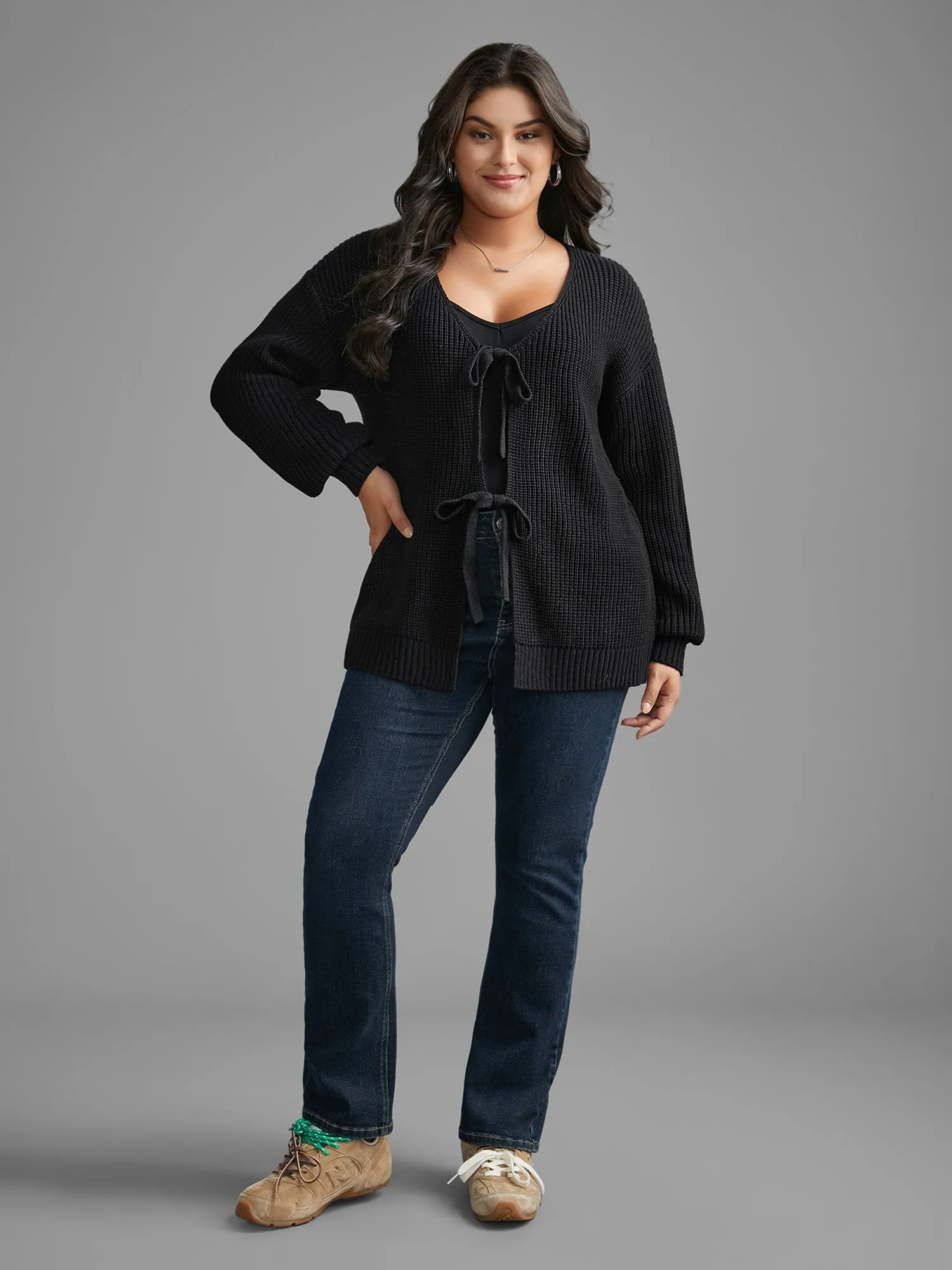 Supersoft Essentials Solid Tie Knot Cardigan sold by Bloomchic product image thumbnail 3