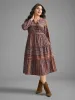Bandana Striped Ruffle Layered Hem Dress sold by Bloomchic