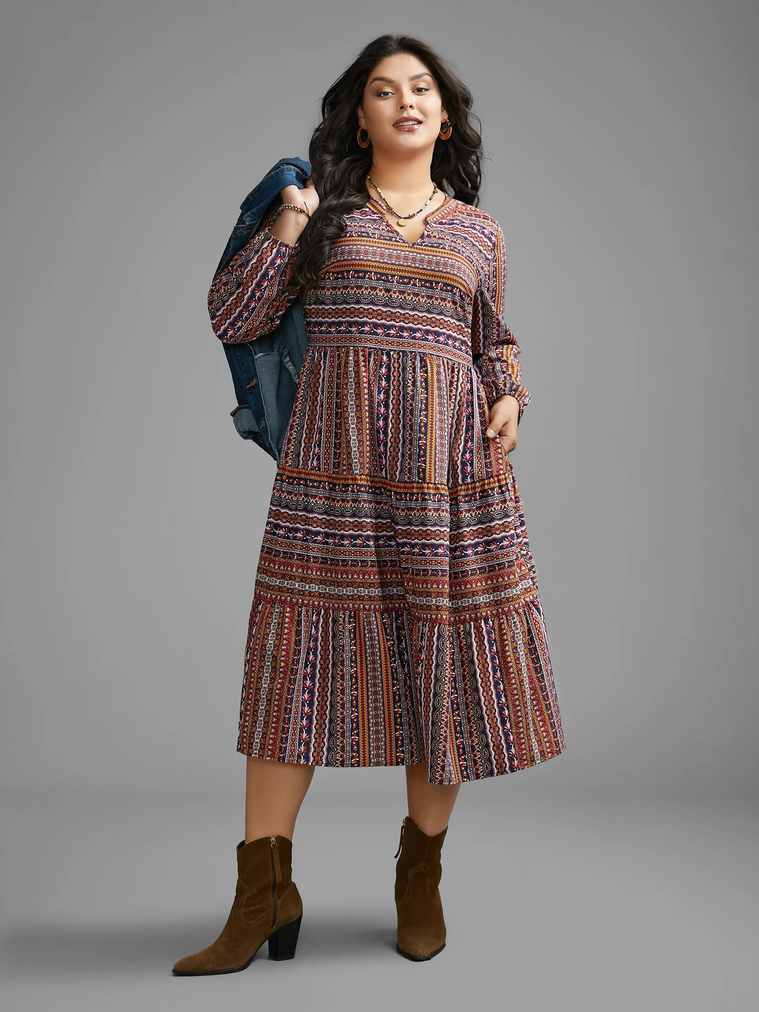 Bandana Striped Ruffle Layered Hem Dress sold by Bloomchic product image thumbnail 3