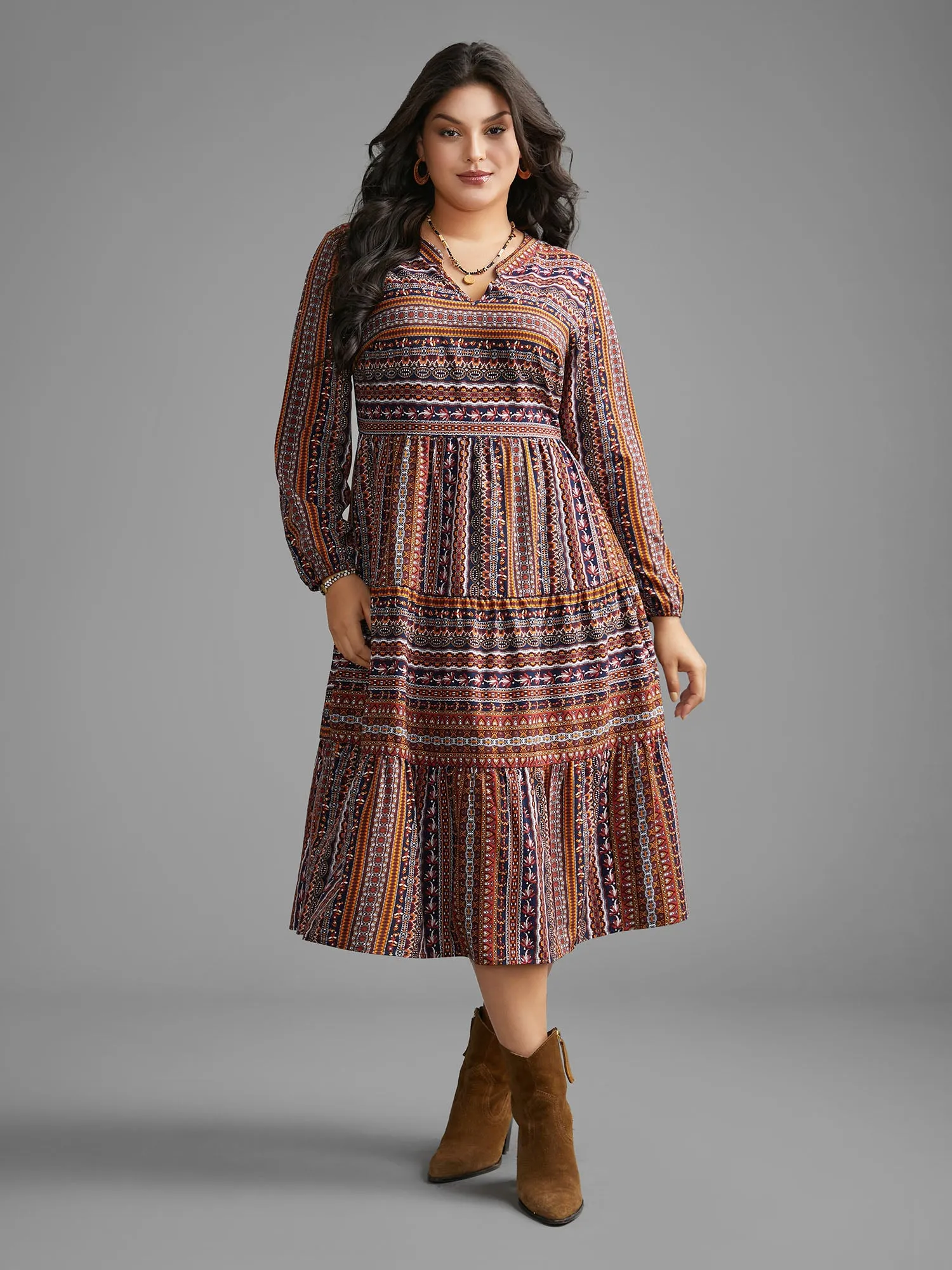 Bandana Striped Ruffle Layered Hem Dress sold by Bloomchic product image thumbnail 2