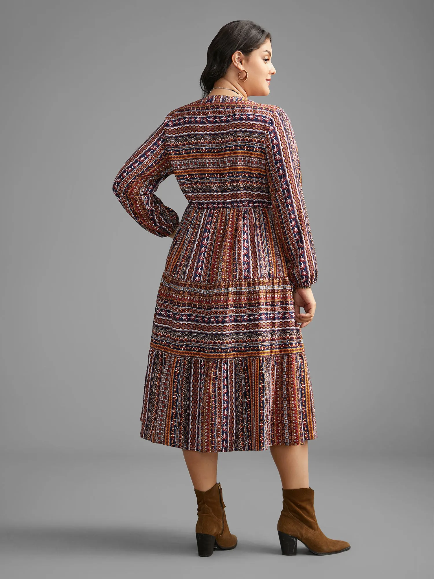 Bandana Striped Ruffle Layered Hem Dress sold by Bloomchic product image thumbnail 4