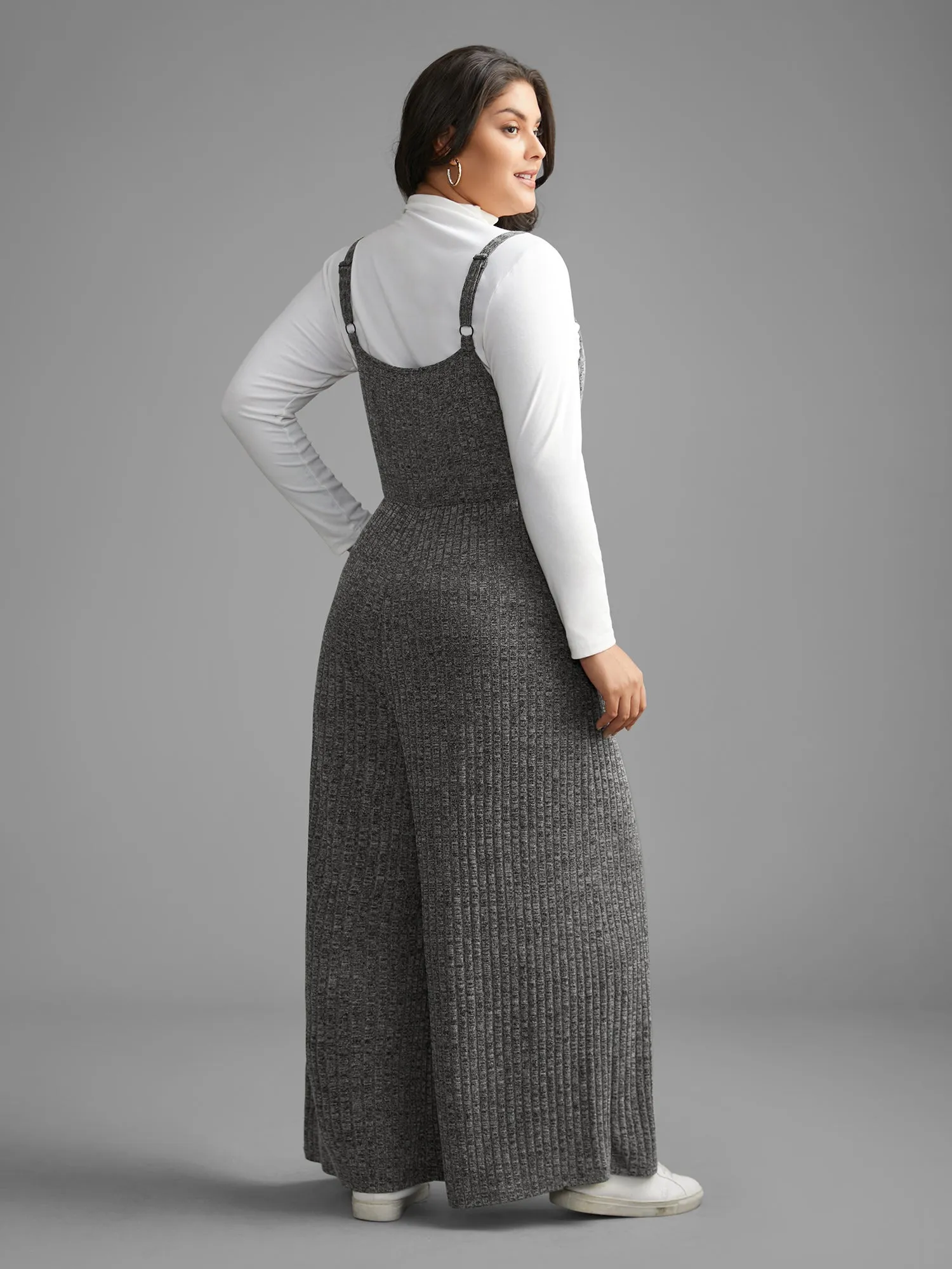 Plain Rib Knit Button Detail Jumpsuit sold by Bloomchic product image thumbnail 5