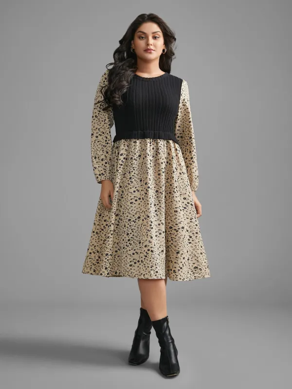 Ditsy Floral Texture Patchwork Midi Dress sold by Bloomchic