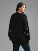 V Neck Crochet Floral Drop Shoulder Pullover sold by Bloomchic