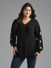 V Neck Crochet Floral Drop Shoulder Pullover sold by Bloomchic