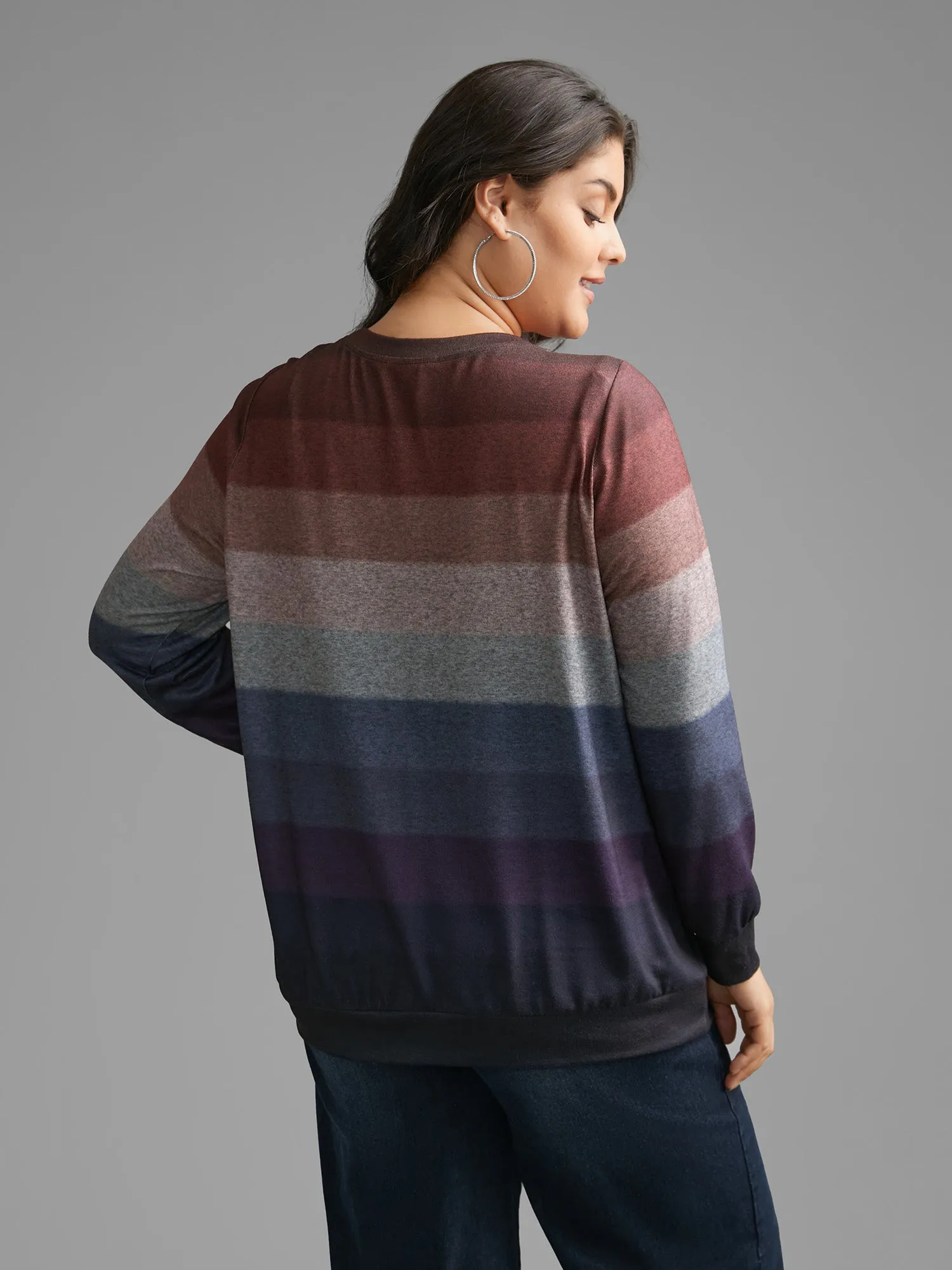 Ombre Contrast Round Neck Sweatshirt sold by Bloomchic product image thumbnail 4