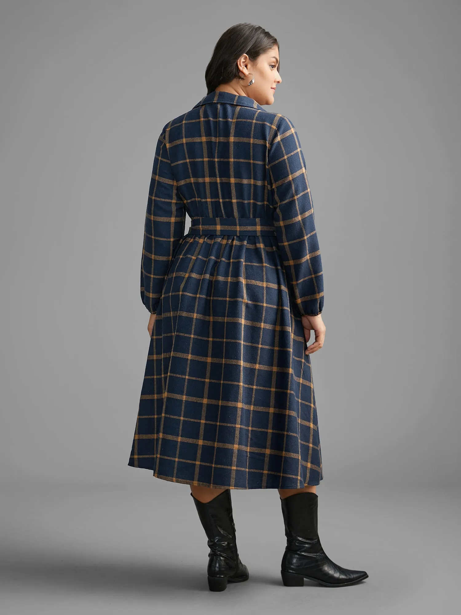 Plaid Button Through Belted Dress sold by Bloomchic product image thumbnail 5