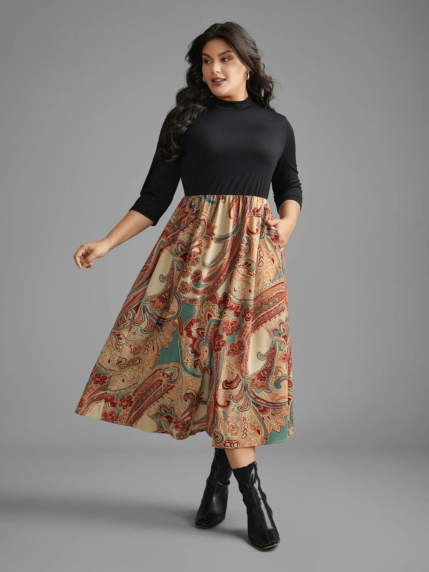 Bandana Print Patchwork Elastic Waist Dress sold by Bloomchic