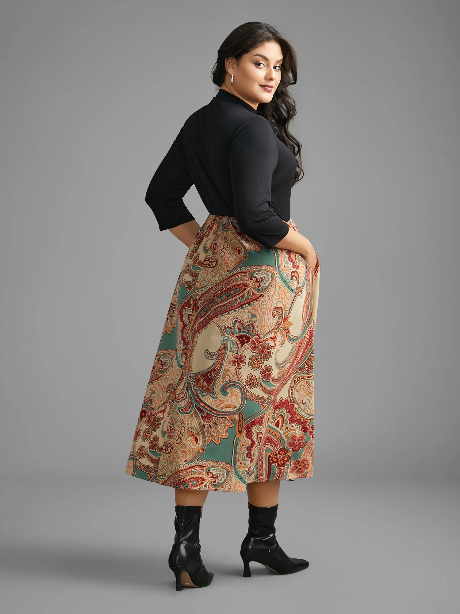 Bandana Print Patchwork Elastic Waist Dress sold by Bloomchic product image thumbnail 4