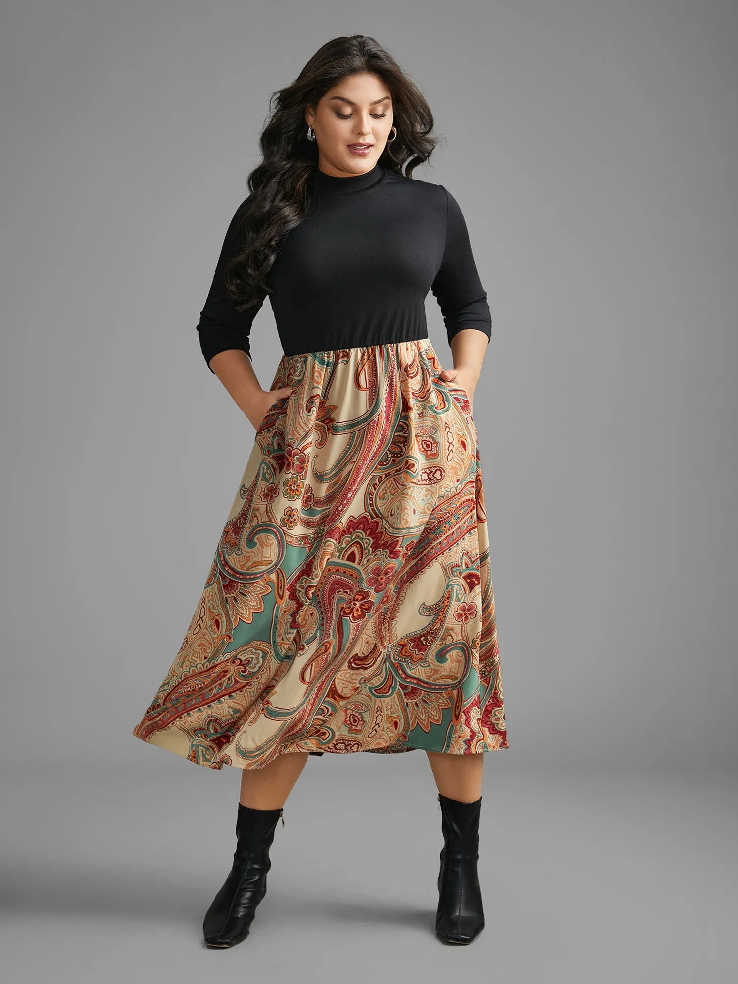 Bandana Print Patchwork Elastic Waist Dress sold by Bloomchic product image thumbnail 3