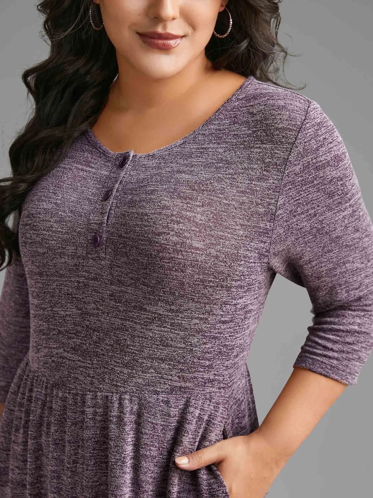 Solid Heather Button Up Knit Dress sold by Bloomchic product image thumbnail 2