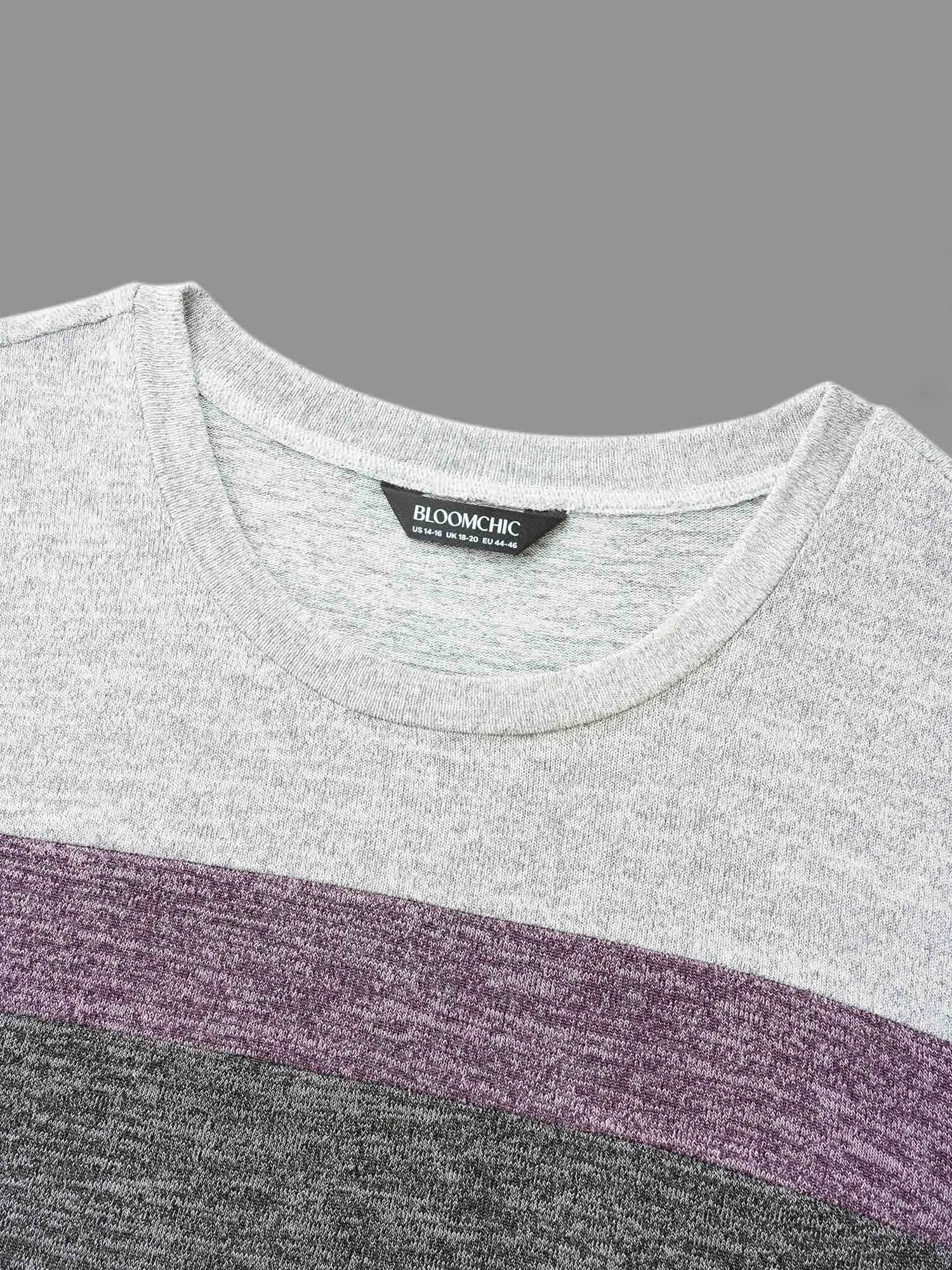 Contrast Patchwork Elastic Waist Knit Dress sold by Bloomchic product image thumbnail 5