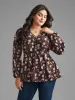 Floral Lantern Sleeve Frill Trim Blouse sold by Bloomchic