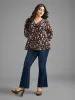 Floral Lantern Sleeve Frill Trim Blouse sold by Bloomchic