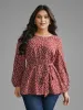 Ditsy Floral Lantern Sleeve Belted Blouse sold by Bloomchic