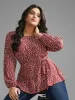 Ditsy Floral Lantern Sleeve Belted Blouse sold by Bloomchic