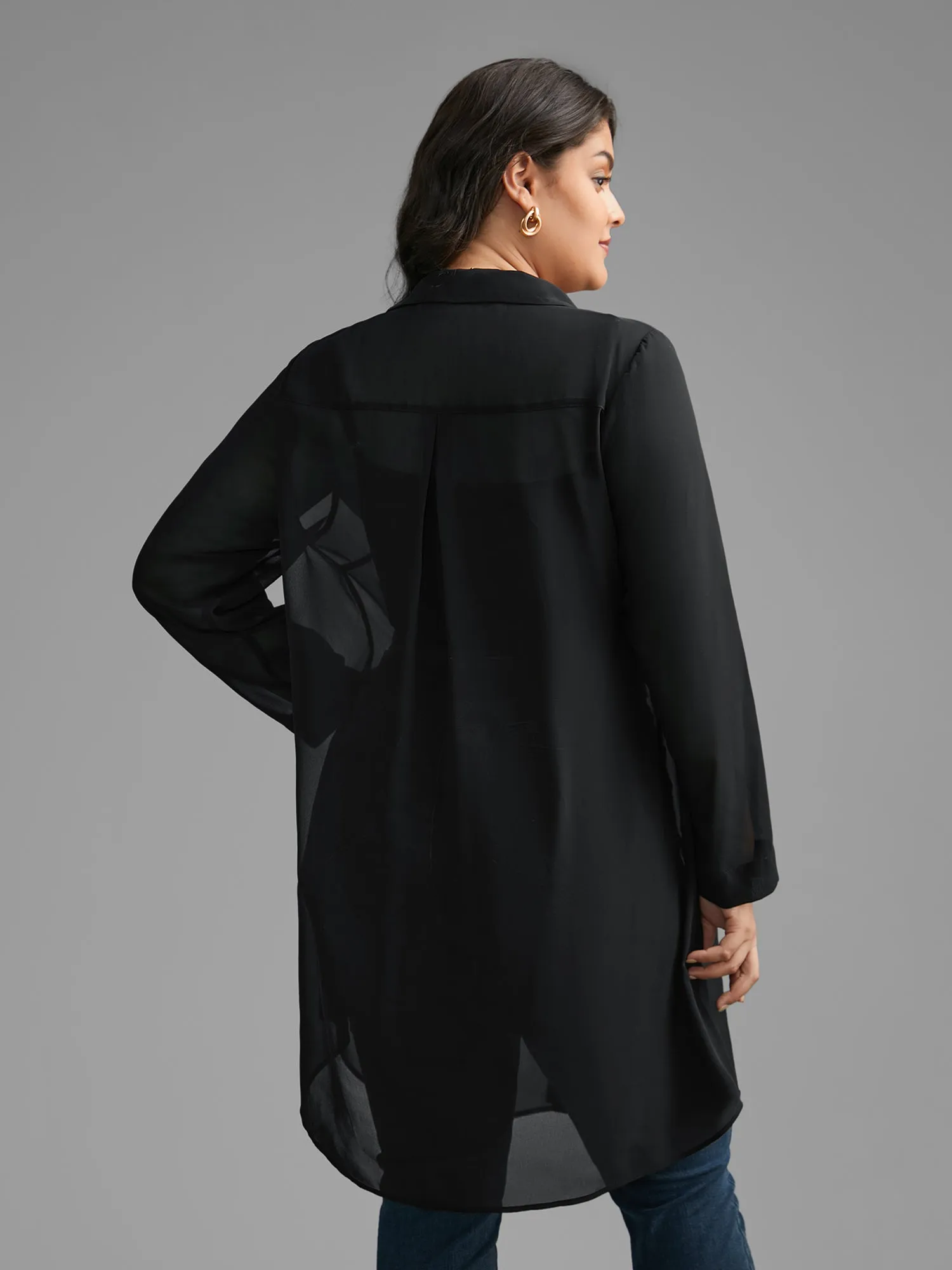 Chiffon Mesh Pleated Tunic Blouse sold by Bloomchic product image thumbnail 5