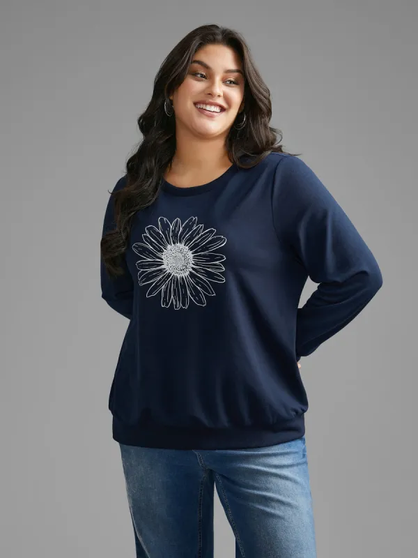 Floral Print Crew Neck Sweatshirt sold by Bloomchic