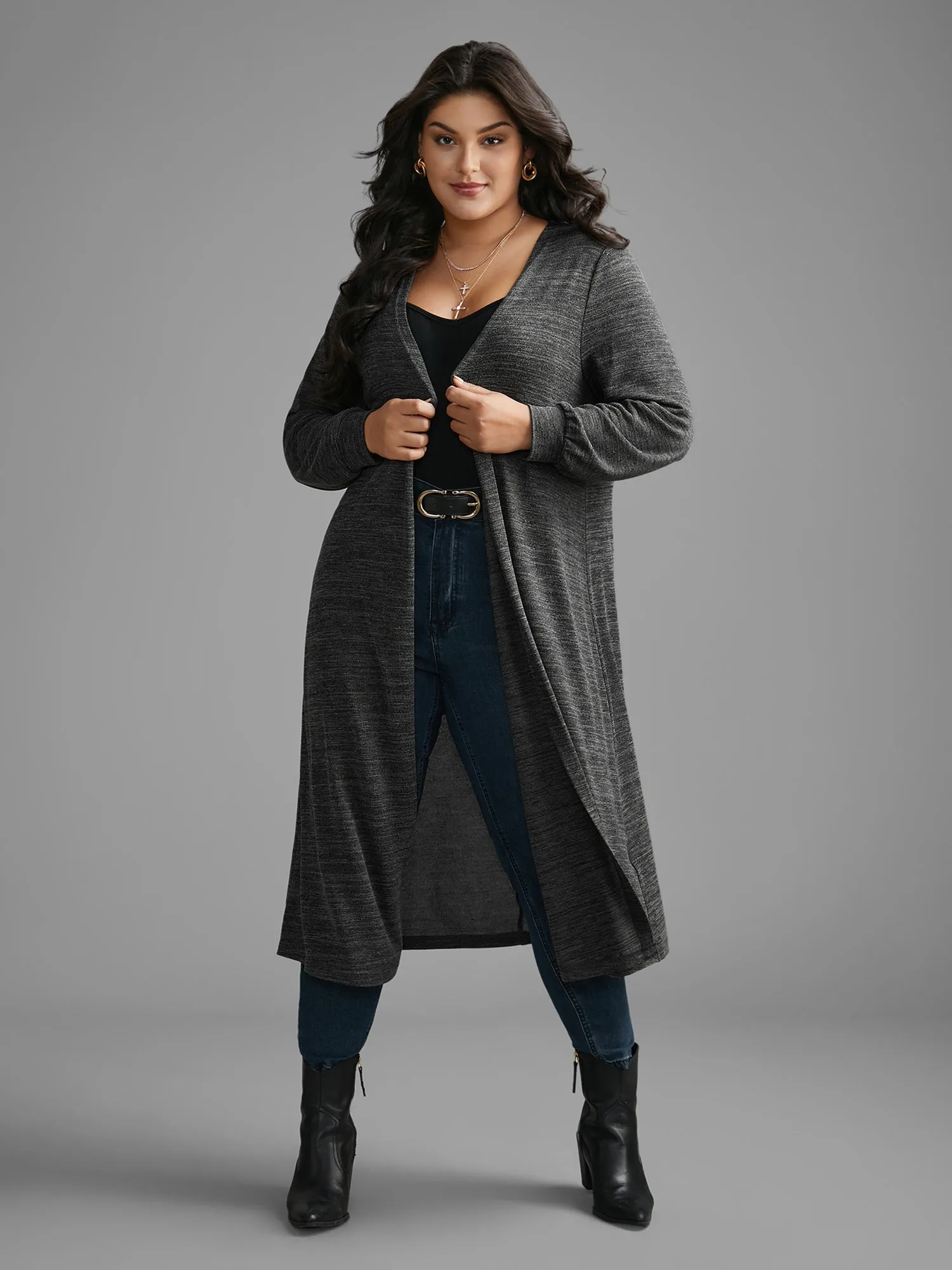 Solid Heather Medium Stretch Knit Jacket sold by Bloomchic