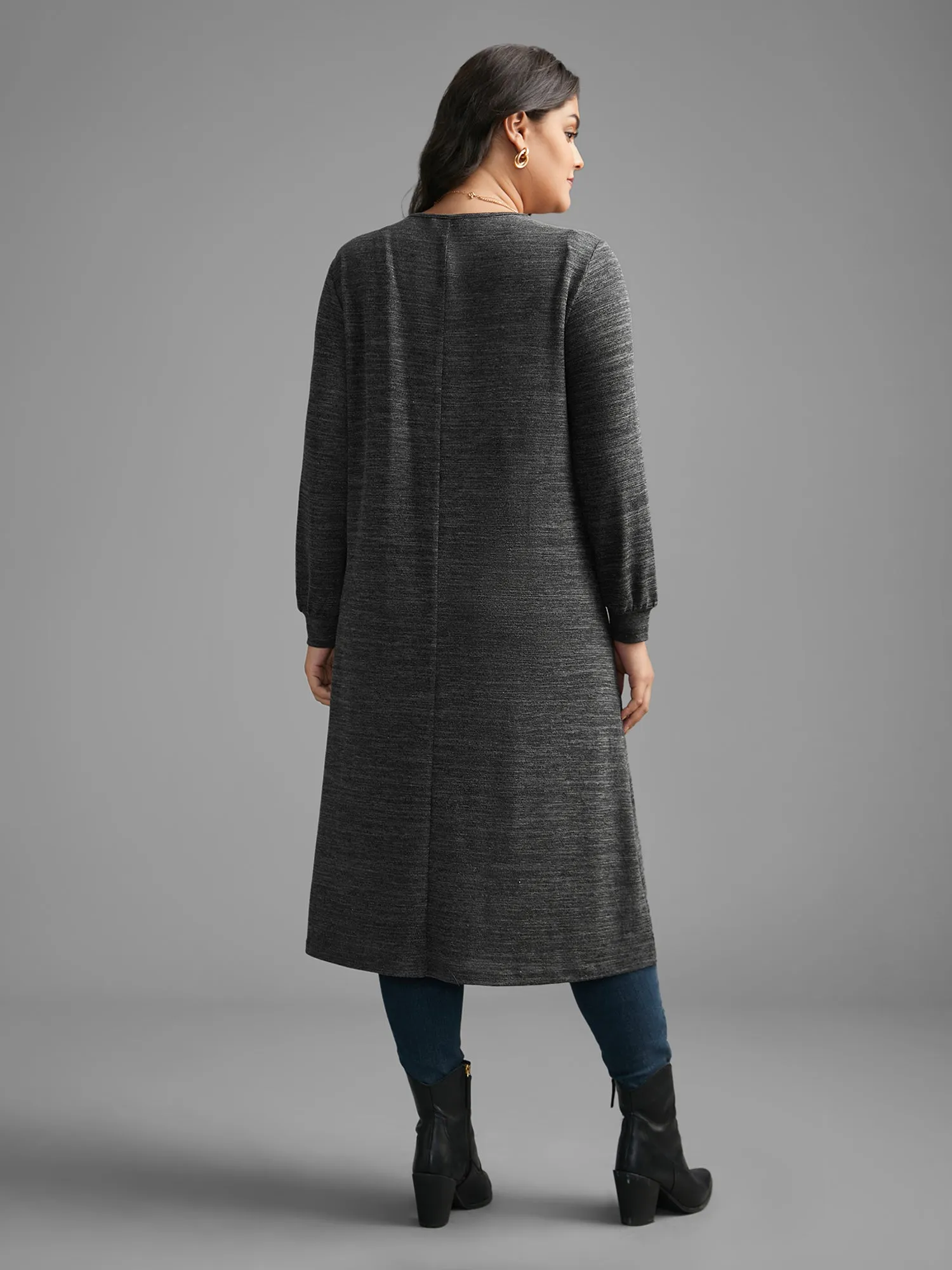 Solid Heather Medium Stretch Knit Jacket sold by Bloomchic product image thumbnail 5