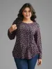 Ditsy Floral Crew Neck Curved Hem T-shirt sold by Bloomchic