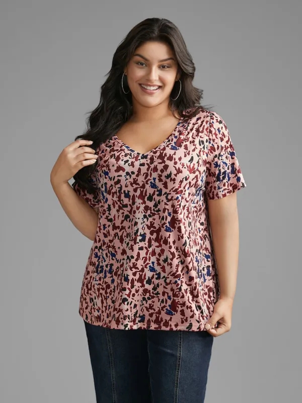 V Neck Animal Print T-shirt sold by Bloomchic