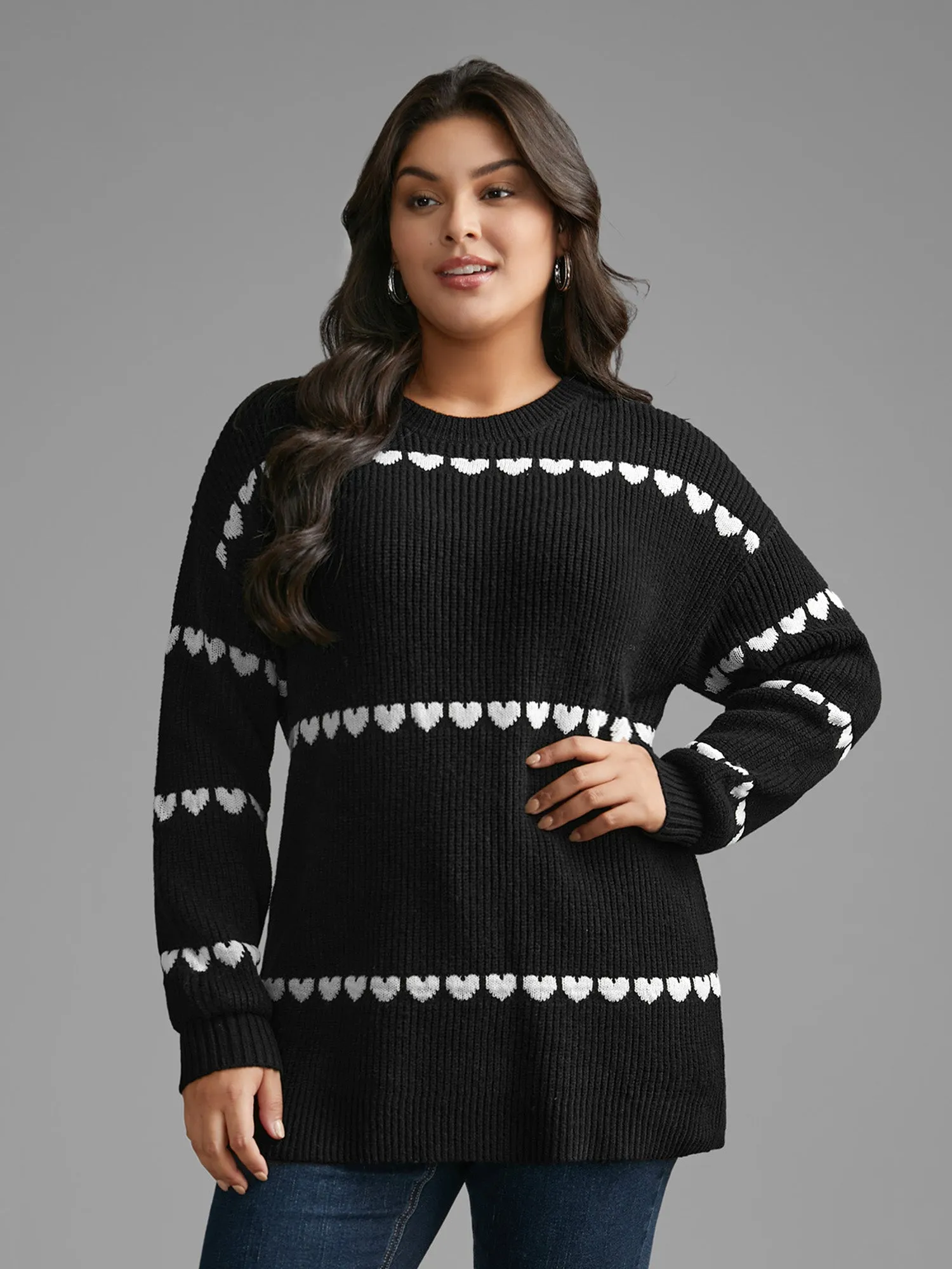 Supersoft Essentials Heart Jacquard Pullover sold by Bloomchic