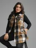 Plaid Flap Detail Sleeveless Jacket sold by Bloomchic