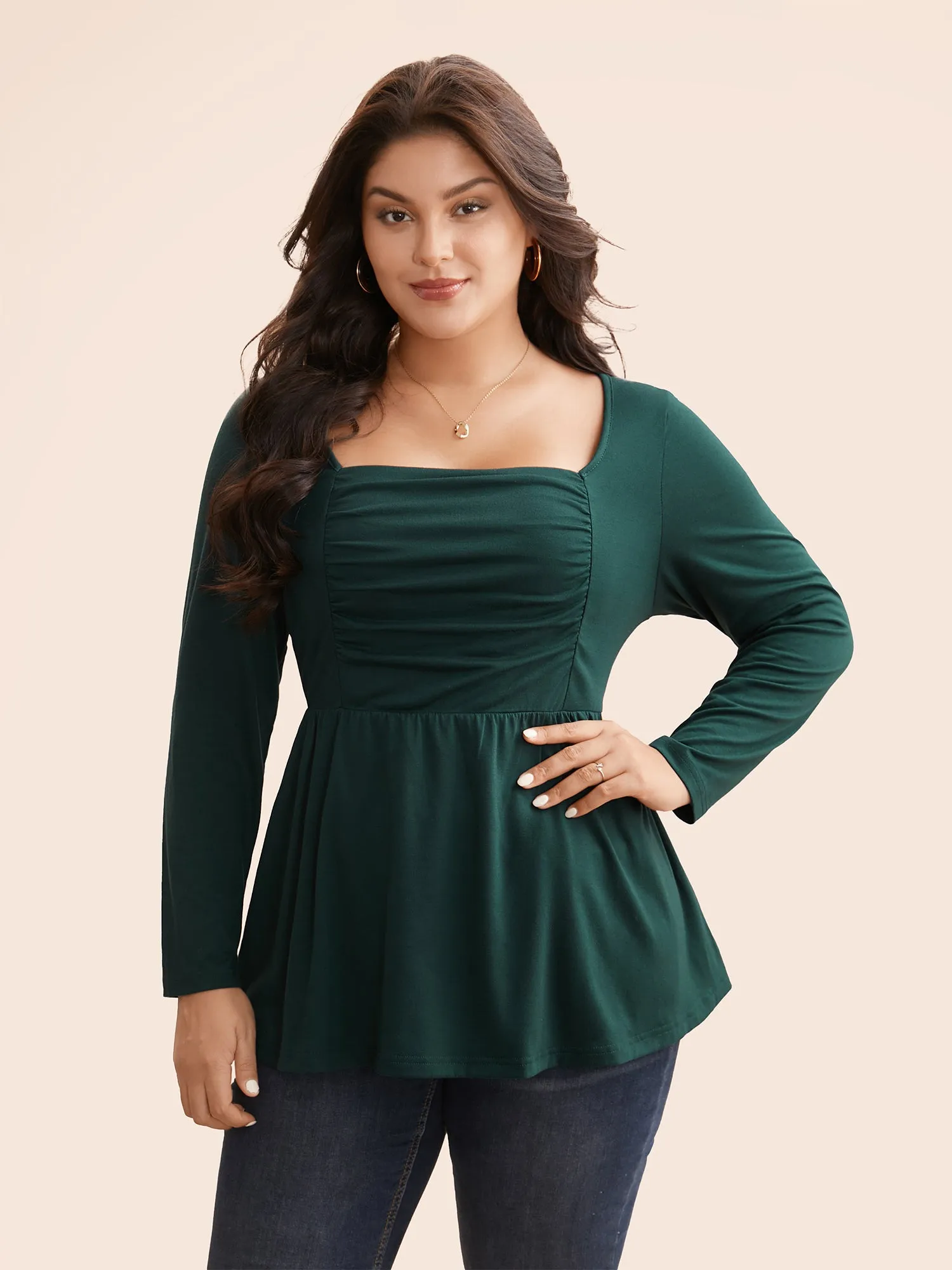 Square Neck Ruched Jersey Top sold by Bloomchic product image thumbnail 3