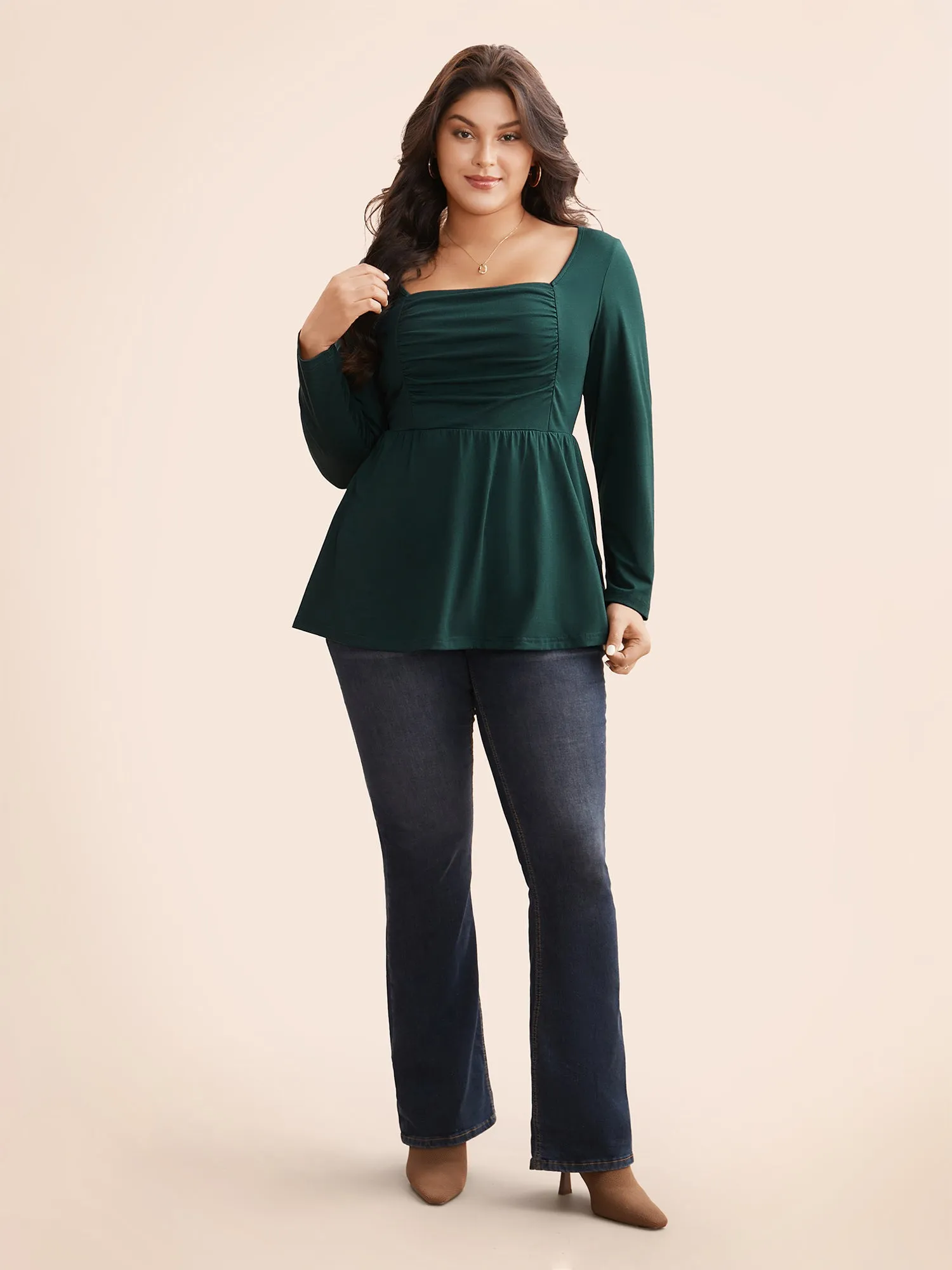 Square Neck Ruched Jersey Top sold by Bloomchic product image thumbnail 5