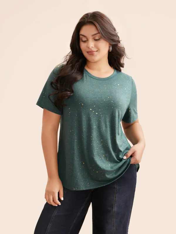 Plain Textured Round Neck T-shirt sold by Bloomchic