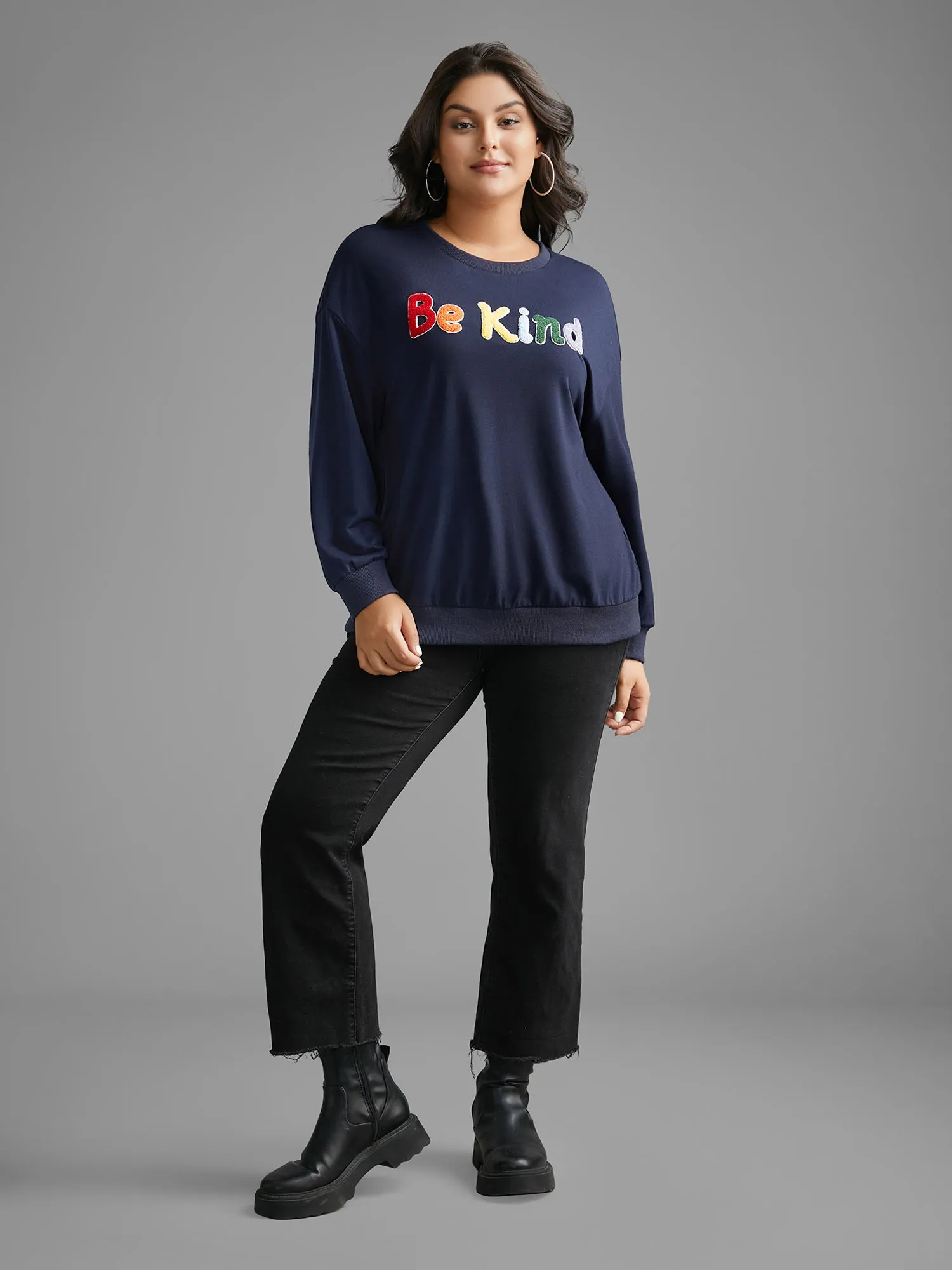 Be Kind Towel Embroidered Sweatshirt sold by Bloomchic product image thumbnail 3