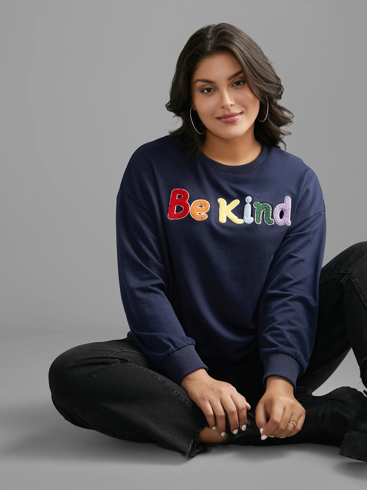 Be Kind Towel Embroidered Sweatshirt sold by Bloomchic product image thumbnail 4