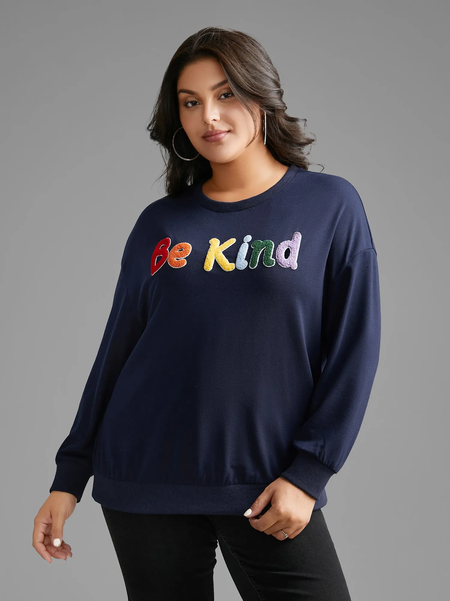 Be Kind Towel Embroidered Sweatshirt sold by Bloomchic product image thumbnail 2