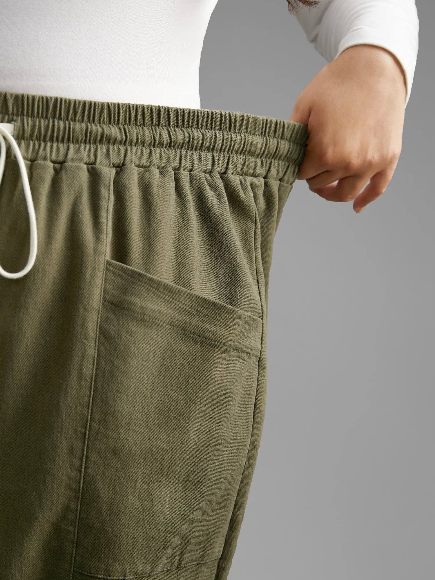 Solid Drawstring Patch Pocket Carrot Pants sold by Bloomchic product image thumbnail 5