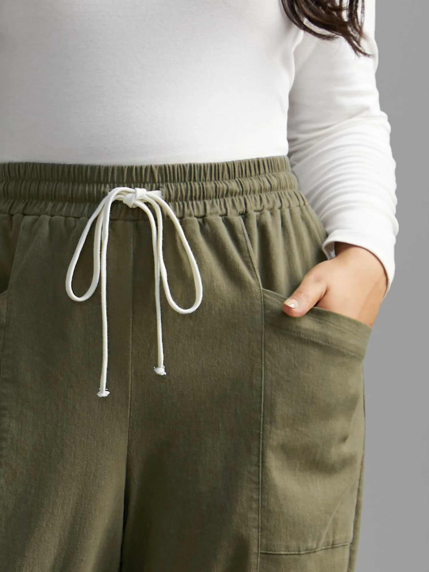 Solid Drawstring Patch Pocket Carrot Pants sold by Bloomchic product image thumbnail 4