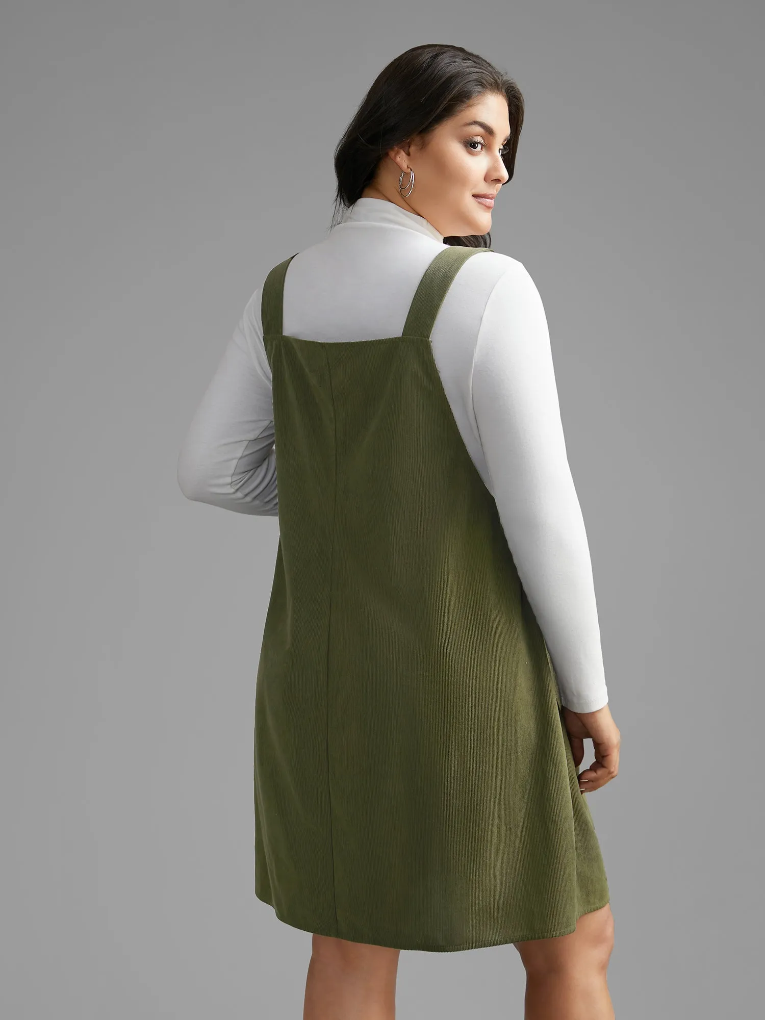Corduroy Patch Pocket Adjustable Straps Dress sold by Bloomchic product image thumbnail 4