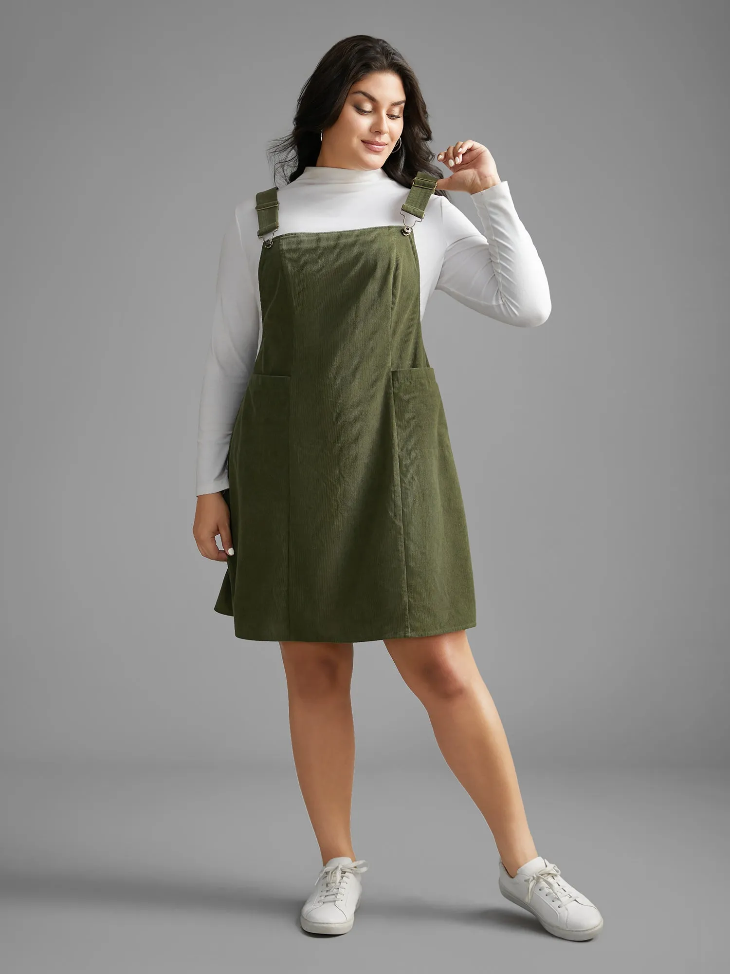 Corduroy Patch Pocket Adjustable Straps Dress sold by Bloomchic product image thumbnail 2