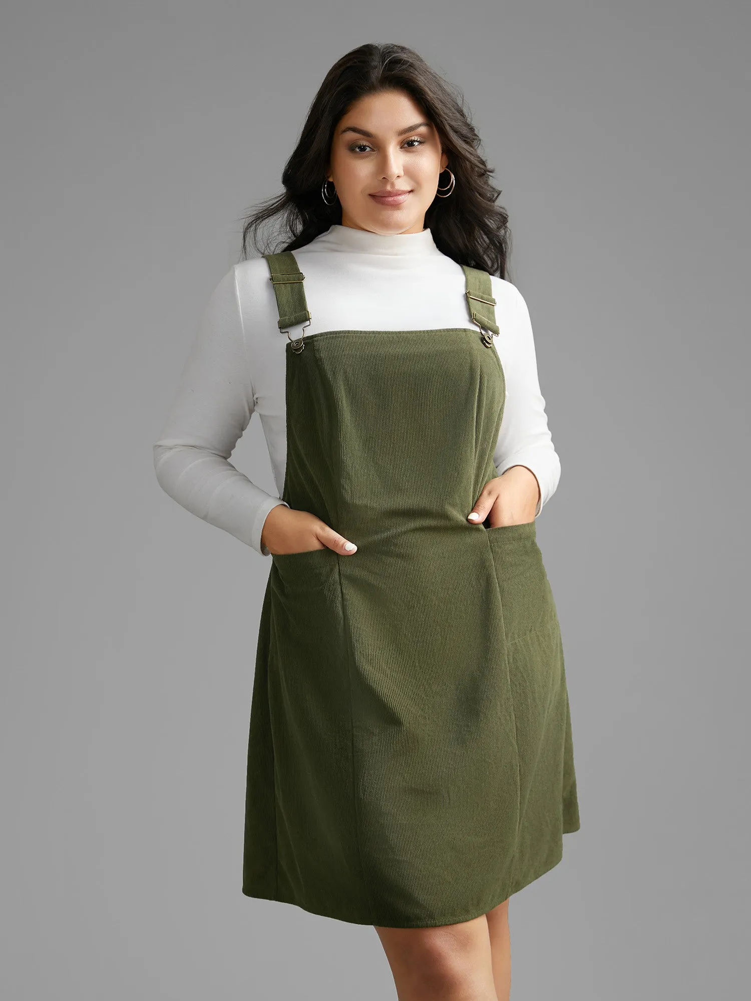 Corduroy Patch Pocket Adjustable Straps Dress sold by Bloomchic