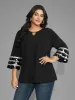 Sequin Patchwork Keyhole Bell Sleeve Blouse sold by Bloomchic