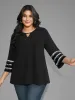 Sequin Patchwork Keyhole Bell Sleeve Blouse sold by Bloomchic