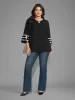 Sequin Patchwork Keyhole Bell Sleeve Blouse sold by Bloomchic
